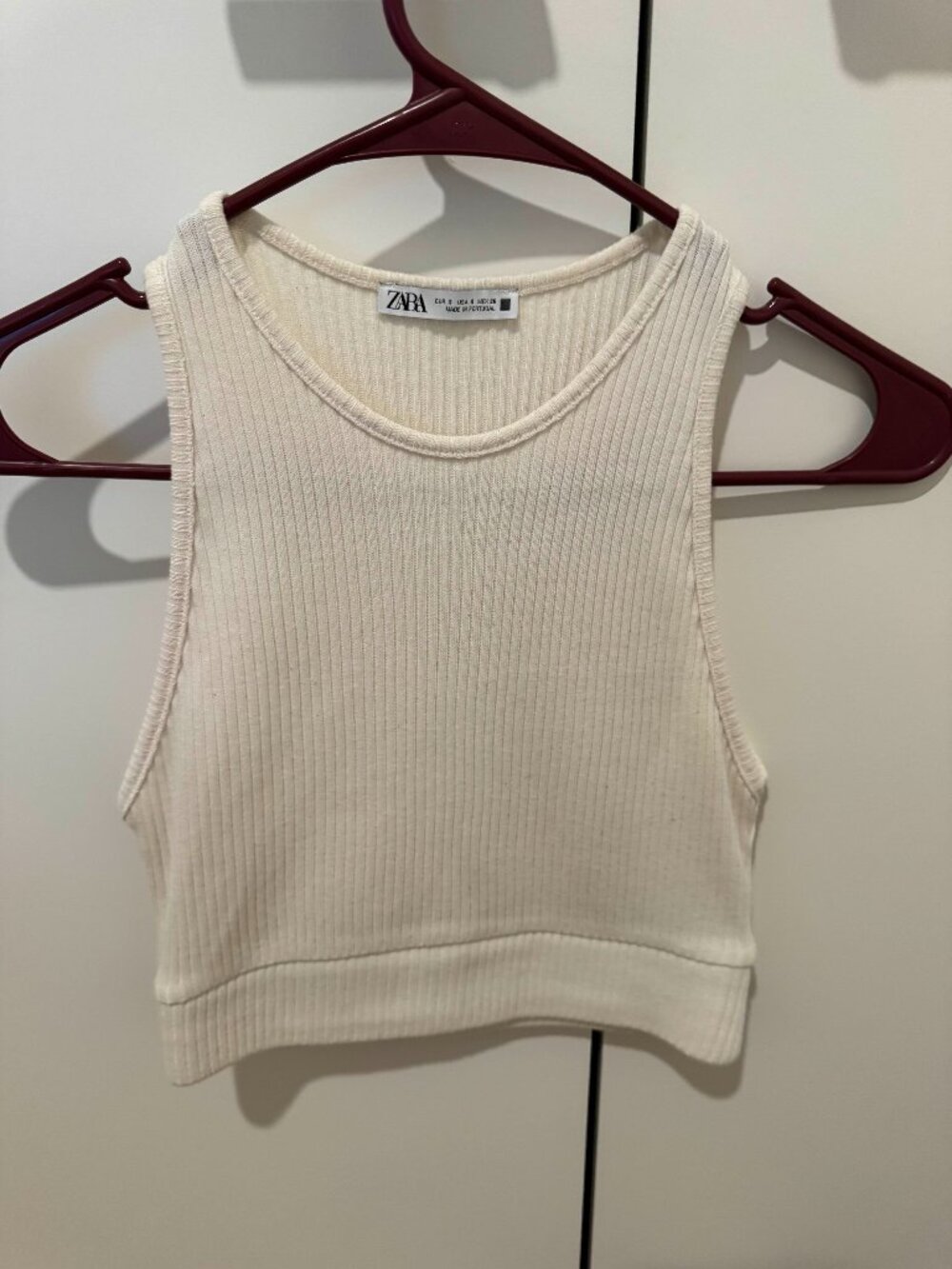 Zara Off White Crop Top